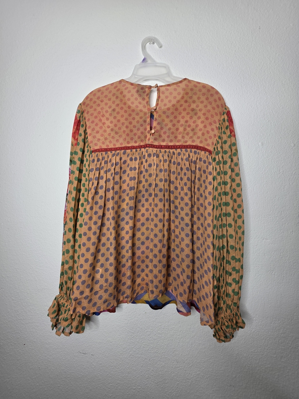 bl.nk by Anthropologie size L Multicolor Woven Floral boho Balloon Sleeve Blouse - Picture 14 of 14
